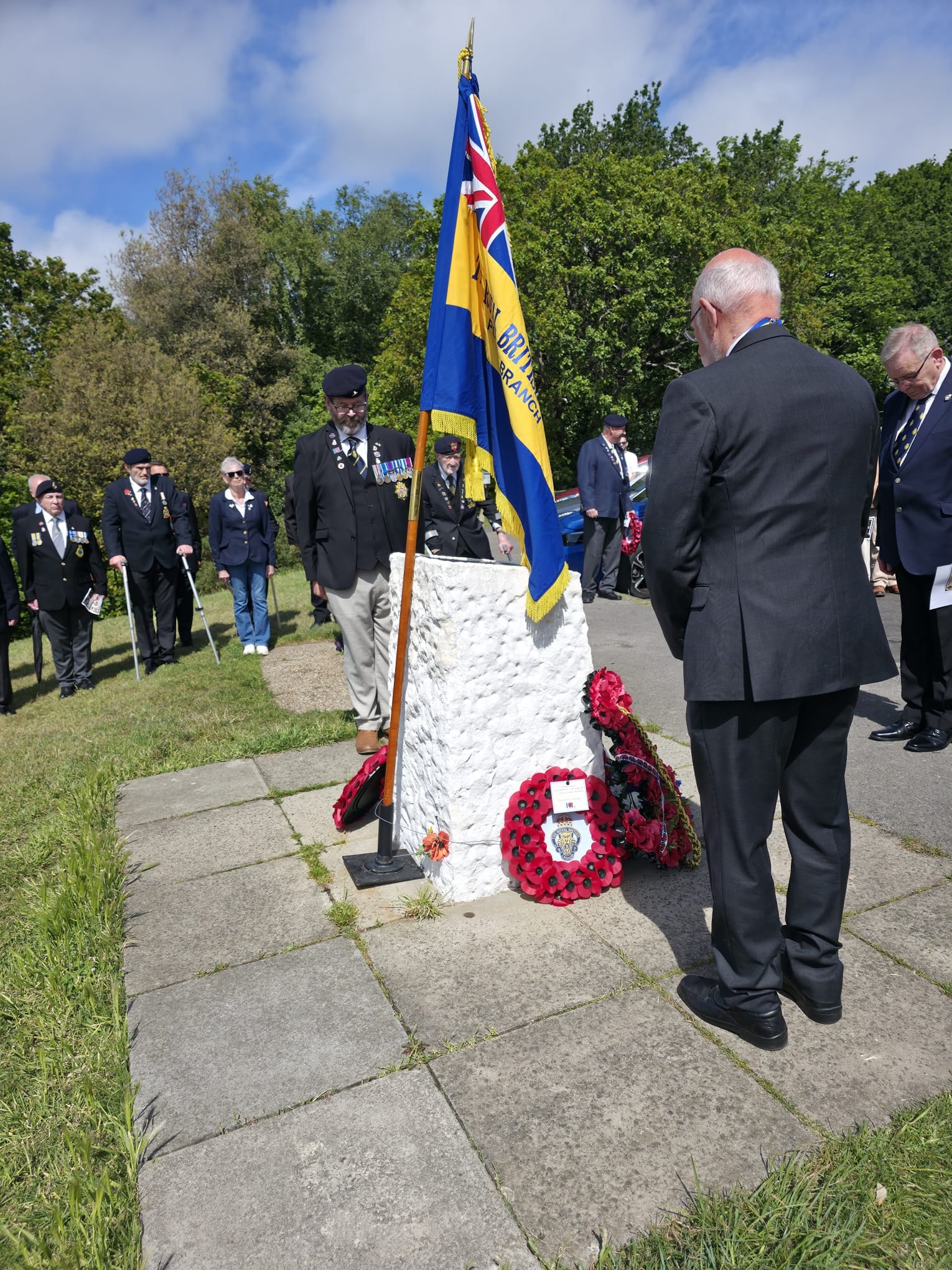 Marching with ceremonial flags, Remembrance parade